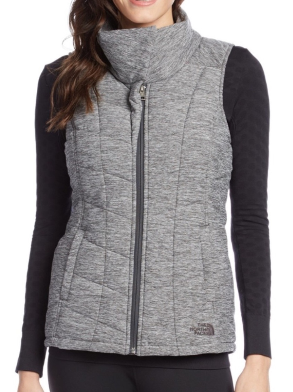 The north face Pseudio Heather Gray Quilted Puffer Vest ladies size large